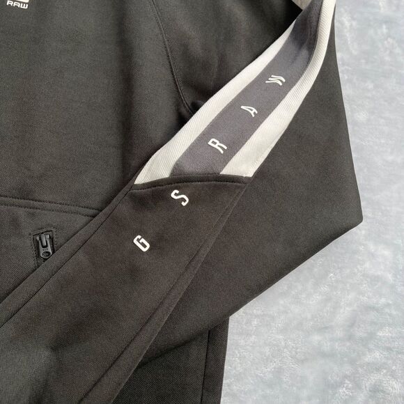 G-star Raw Jacket Mens XL Side Stripe Track Top Full Zip Tape Inset Raven Color - Picture 3 of 16